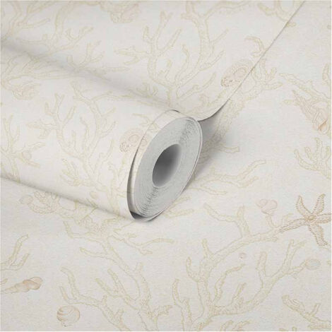Papier peint bureau motif corail Tapisserie beige style marin pour salle de bain Papiers peints motif moderne pour cuisine