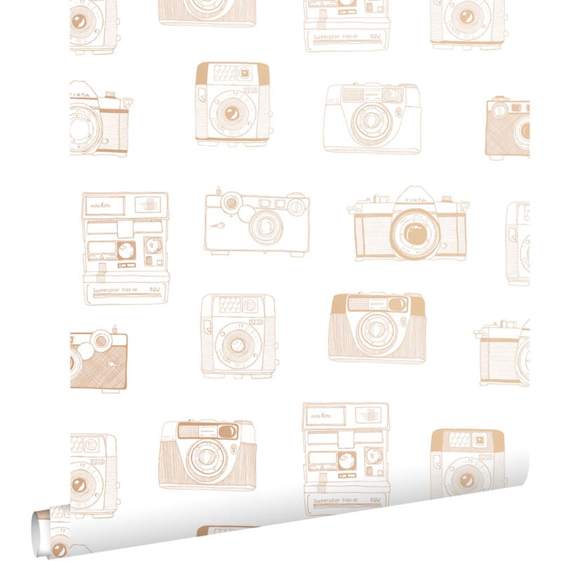Papier peint appareils photo instantanés brun cuivré brillant Estahome