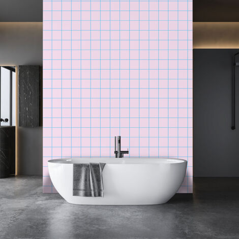 Papier peint carreaux roses pastel papier peint