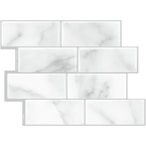 papier Peint Carrelage Autocollant Blanc 30 X 21 Cm Style Mosaque Sticker Mural Film Dcoratif Impermable Pour Carreaux De Mur De Salle De Bains Et
