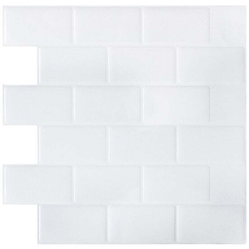 Papier Peint Carrelage Autocollant Blanc 30 x30 cm Style Mosaïque Sticker Mural Film Décoratif Imperméable pour Carreaux de Mur de Salle de Bains et
