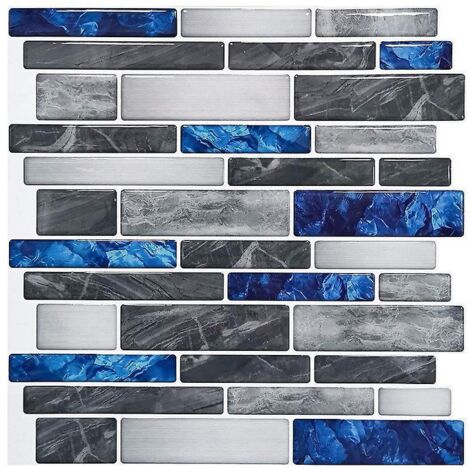 papier Peint Carrelage Autocollant Gemmes Bleu Profond 30 X 21 Cm Style Mosaque Sticker Mural Film Dcoratif Impermable Pour Carreaux De Mur De Sal
