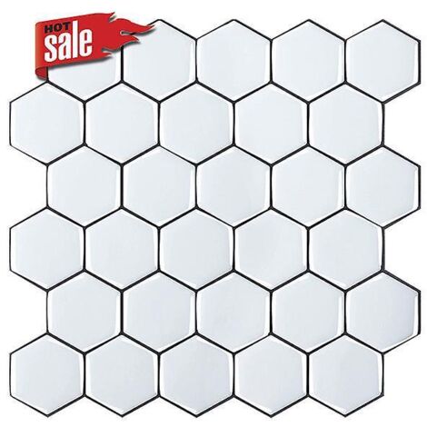 papier Peint Carrelage Autocollant Hexagone Blanc 30 X 30 Cm Style Mosaque Sticker Mural Film Dcoratif Impermable Pour Carreaux De Mur De Salle De