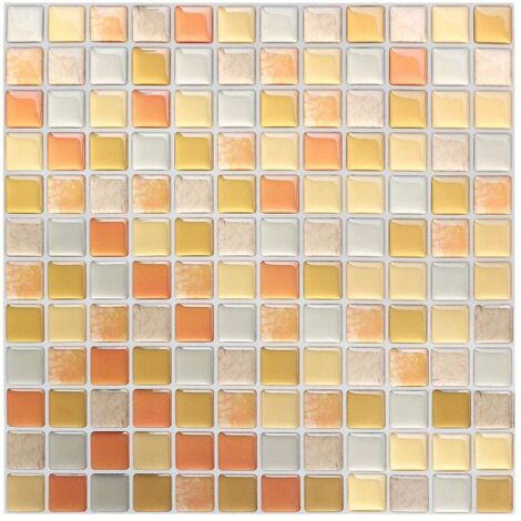 papier Peint Carrelage Autocollant Jaune 24x24 Cm Style Mosaque Sticker Mural Film Dcoratif Impermable Pour Carreaux De Mur De Salle De Bains Et D