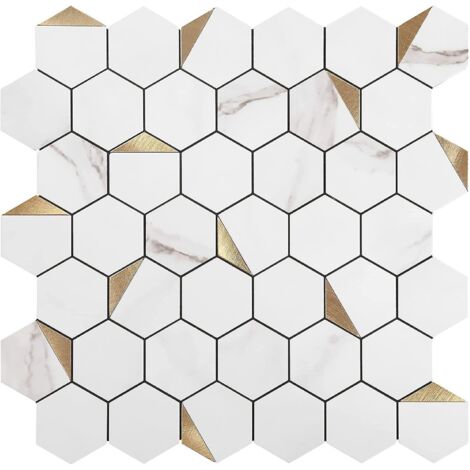 papier Peint Carrelage Autocollant Motif Hexagonal Blanc 30 X30 Cm Style Mosaque Sticker Mural Film Dcoratif Impermable Pour Carreaux De Mur De Sa