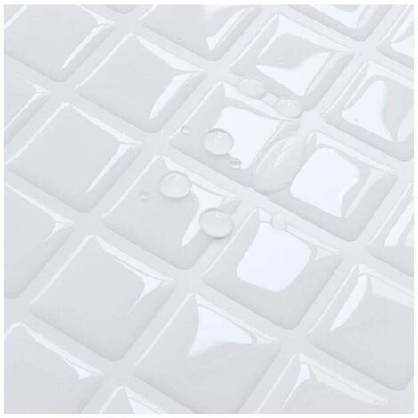 Papier Peint Carrelage Autocollant Petit Plaid blanc 24 x 24 cm Style Mosaïque Sticker Mural Film Décoratif Imperméable pour Carreaux de Mur de Salle de Bains et de Cuisine