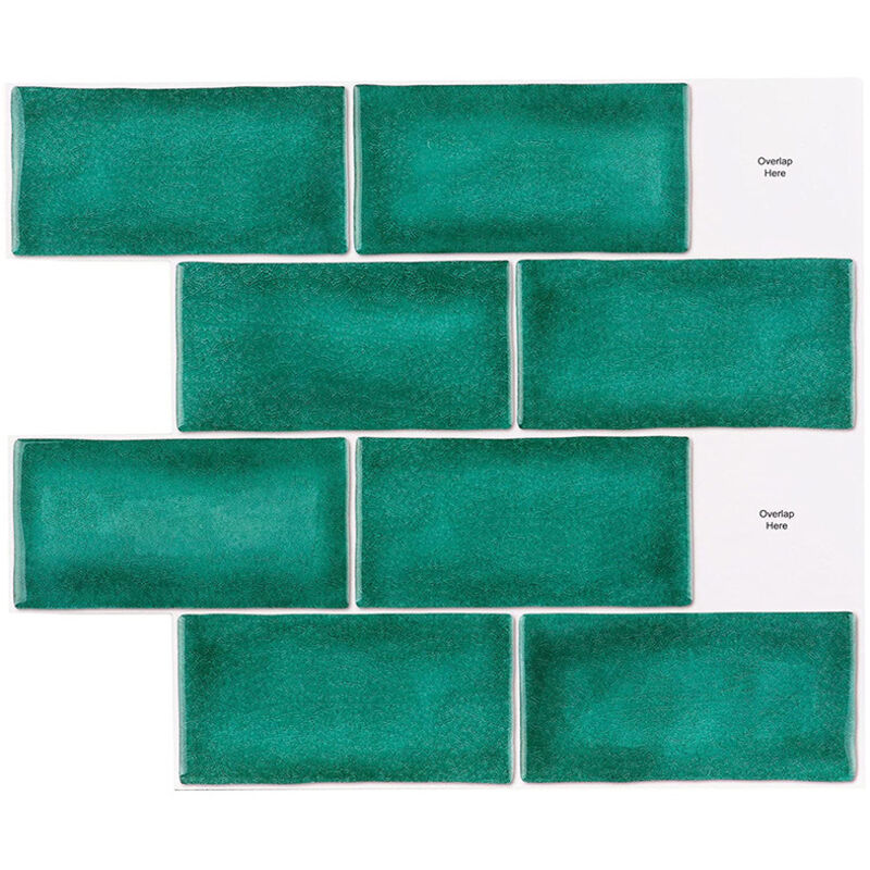 Linghhang - Papier Peint Carrelage Autocollant Vert 30 x 25 cm Style Mosaïque Sticker Mural Film Décoratif Imperméable pour Carreaux de Mur de Salle