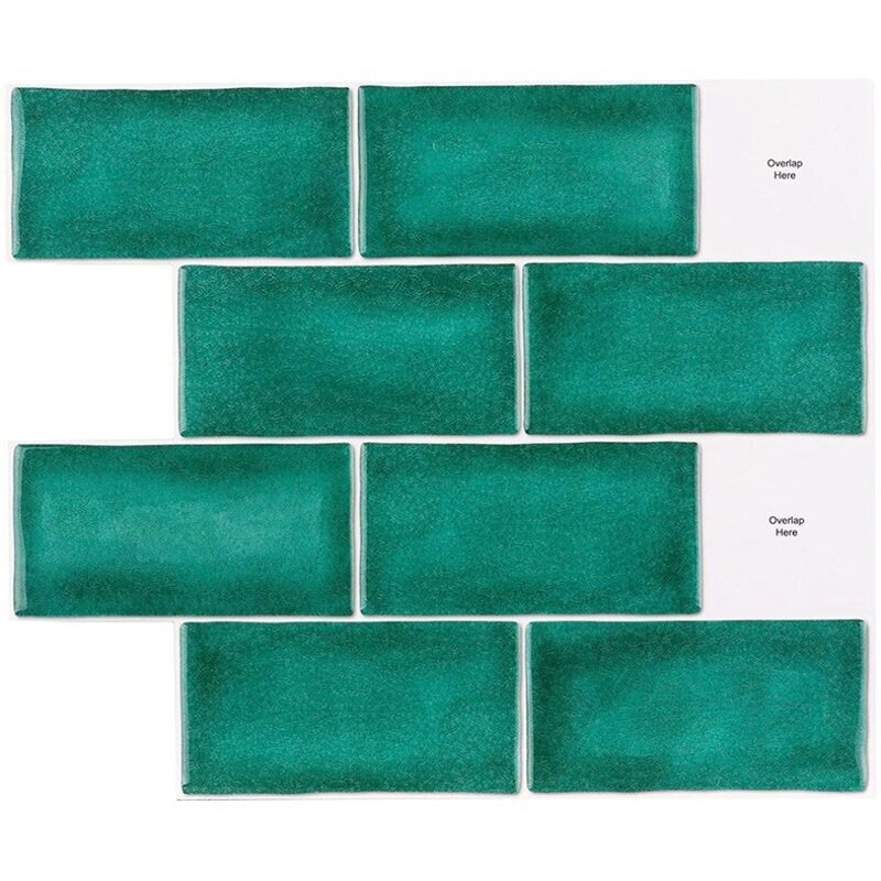 Papier Peint Carrelage Autocollant Vert 30 x 25 cm Style Mosaïque Sticker Mural Film Décoratif Imperméable pour Carreaux de Mur de Salle de Bains et