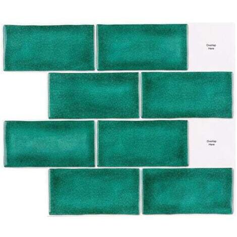 Papier Peint Carrelage Autocollant Vert 30 x 25 cm Style Mosaïque Sticker Mural Film Décoratif Imperméable pour Carreaux de Mur de Salle de Bains et de Cuisine