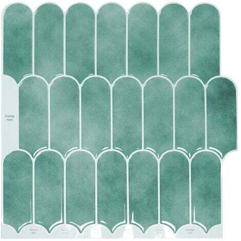 Papier Peint Carrelage Autocollant Vert 30 x30 cm Style Mosaïque Sticker Mural Film Décoratif Imperméable pour Carreaux de Mur de Salle de Bains et de Cuisine