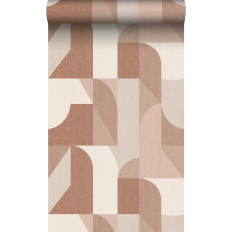 papier peint cercles de style Bauhaus terracotta et beige - Origin Wallcoverings