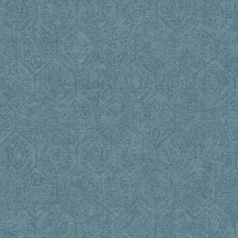 Papier peint chambre bleu hexagone fleuri Tapisserie bleu effet jean moti hexagone pour couloir Papier peint bohème idéal salon