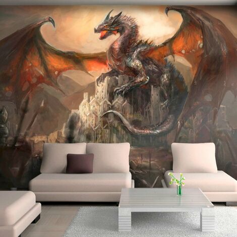 Papier peint château de dragon - Multicolore