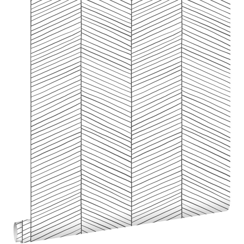 Estahome - papier peint chevron noir et blanc