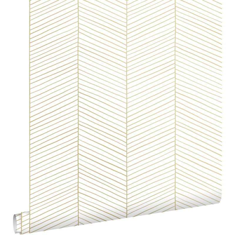 papier peint chevron blanc et or - ESTAhome