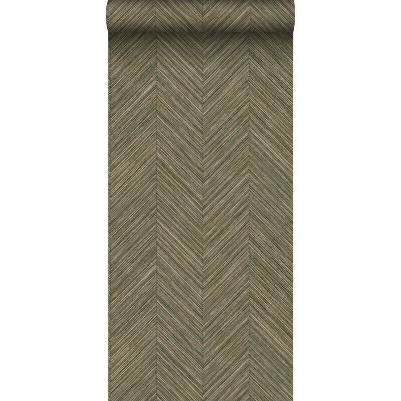 Sanders&sanders - papier peint chevron vert olive grisé