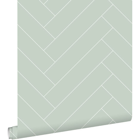 papier peint chevron vert menthe et blanc  - ESTAhome