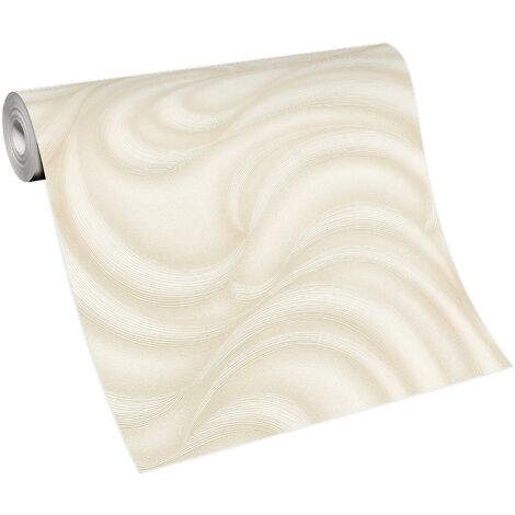 Papier peint chic beige crème motif abstrait | Tapisserie moderne beige à motif graphique | Papier peint géométrique tendance pour chambre