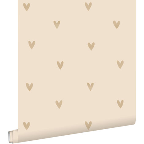 papier peint coeurs beige  - ESTAhome