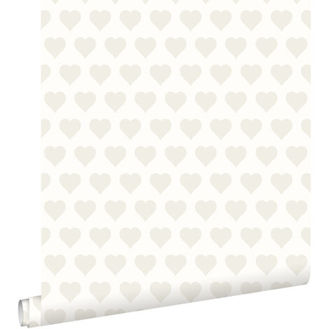 papier peint cœurs blanc et argent  - ESTAhome