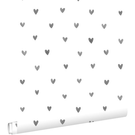 papier peint coeurs noir et blanc  - ESTAhome