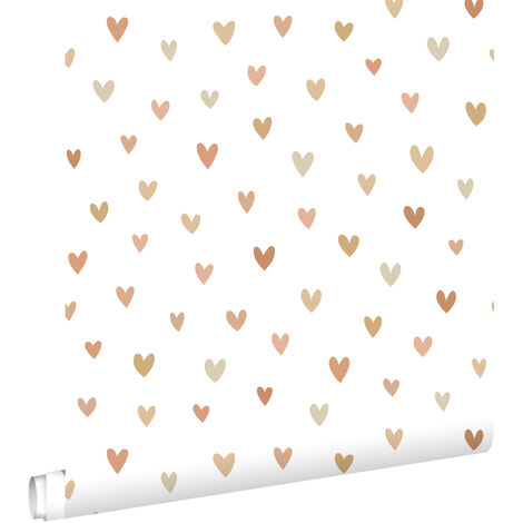 papier peint coeurs terracotta et beige  - ESTAhome