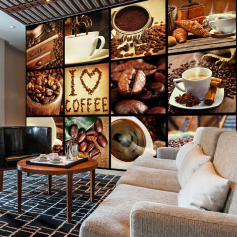 Papier Peint "Coffee Collage" 105 x 150 cm