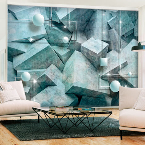 Papier Peint "Concrete Cubes Green" 70 x 100 cm