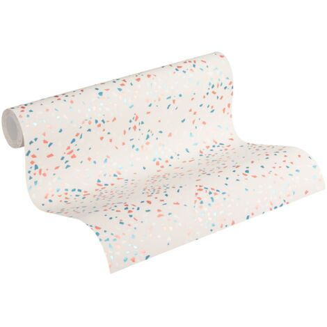 Papier peint crème à motifs bleu et rouge Tapisserie luxe idéale pour salon Papier peint moderne pour couloir et chambre