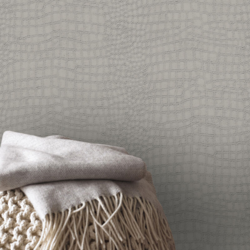 Papier peint intissé Crocodile Vinyle Expansé 1005 x 52cm Gris