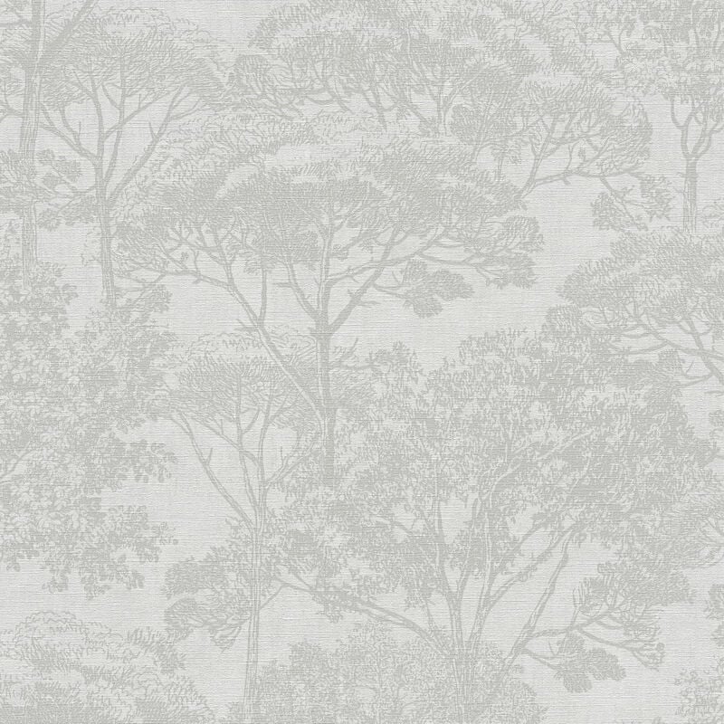 Papier peint gris clair arbre idéal salon & salle de bain Tapisserie grise claire arbre cuisine Papier peint intissé vintage chambre