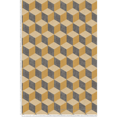 Papier peint Cube - LTC-CUB367 - Les jaunes|Les gris