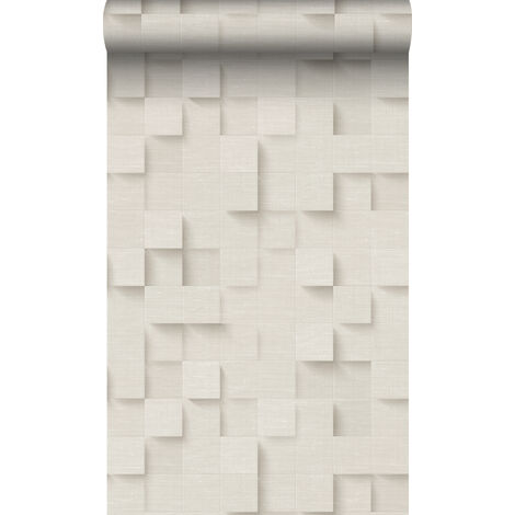 papier peint cubes 3D beige clair  - Origin Wallcoverings