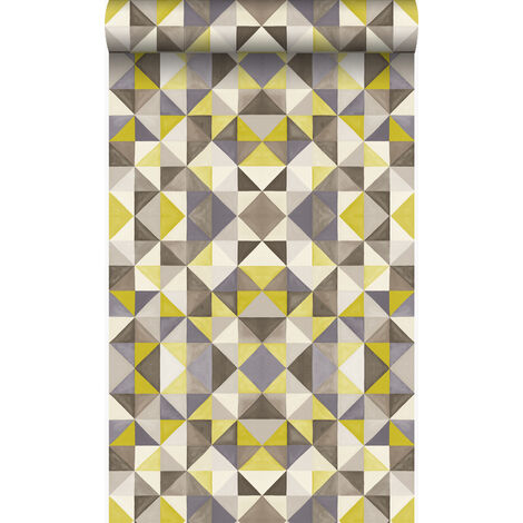papier peint cubique jaune ocre - Origin Wallcoverings