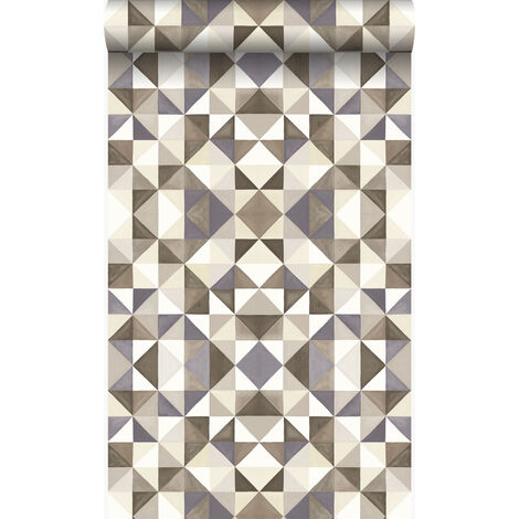 papier peint cubique marron et beige - Origin Wallcoverings