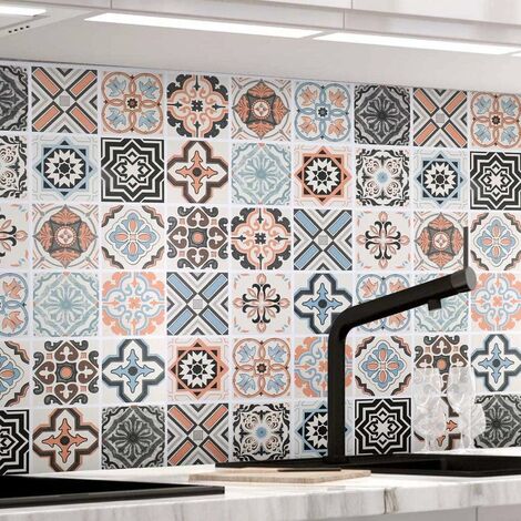 Papier Peint de carrelage auto-adhésif, 61 x 500 cm PVC Style Moderne Stickers Autocollant Muraux Étanche Décoration pour Armoire de cuisine en pour salle de bain et cuisine(type-B)