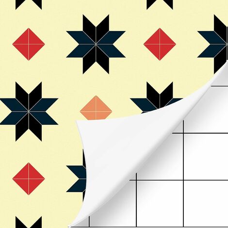 Papier Peint de carrelage Auto-adhésif, PVC Style Moderne Stickers Autocollant Muraux Étanche Décoration pour Armoire de Cuisine en pour Salle de Bain et Cuisine Macaron
