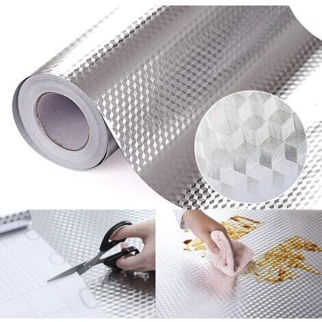 Papier peint de cuisine, résistant à l'huile, en feuille d'aluminium auto-adhésive, résistant aux éclaboussures et à la chaleur,80x300CM