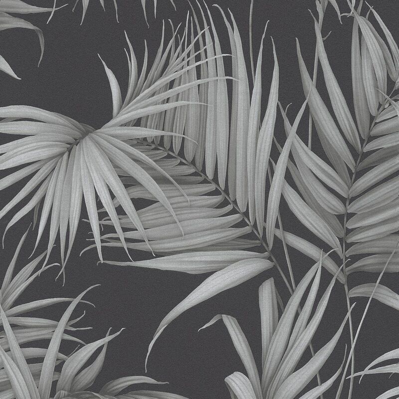 

Papier peint de luxe exclusif Profhome 365053 papier peint intissé légèrement texturé au design de jungle mat noir gris 5,33 m2