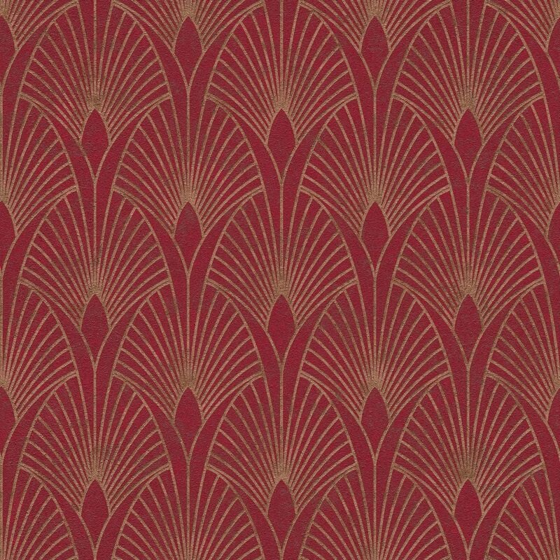 Papier peint de luxe exclusif Profhome 374274 papier peint intissé légèrement texturé design brillant rouge or 5,33 m2