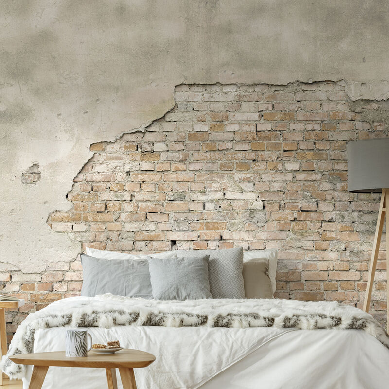 Art For The Home - Papier peint panoramique Dublin Pierres 300 x 300cm Gris, Ocre