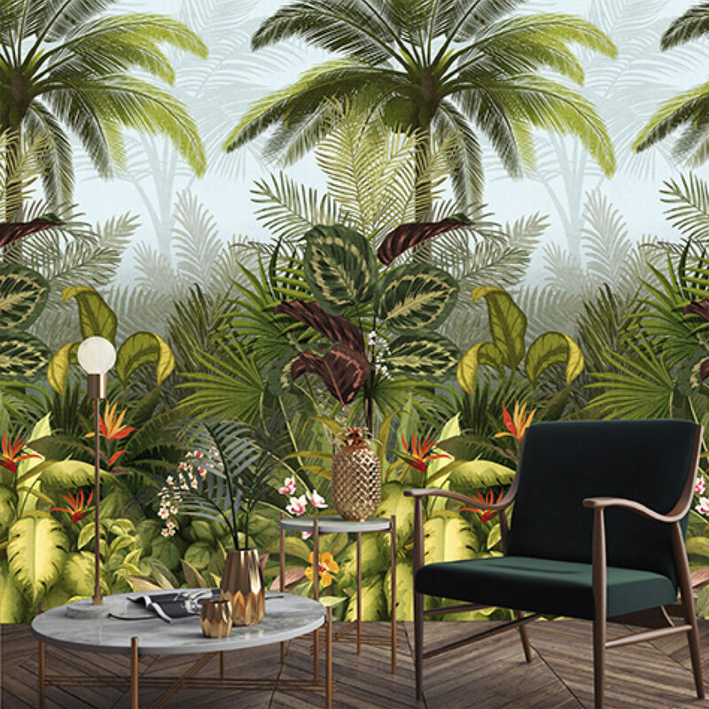 Hxadeco - Papier peint decor tropical fleuri 159x280cm