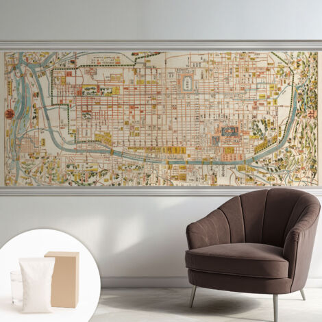 Papier peint décoratif avec colle pour salon, chambre à coucher et bureau – Design moderne et facile à poser Carte ancienne 250x104 cm