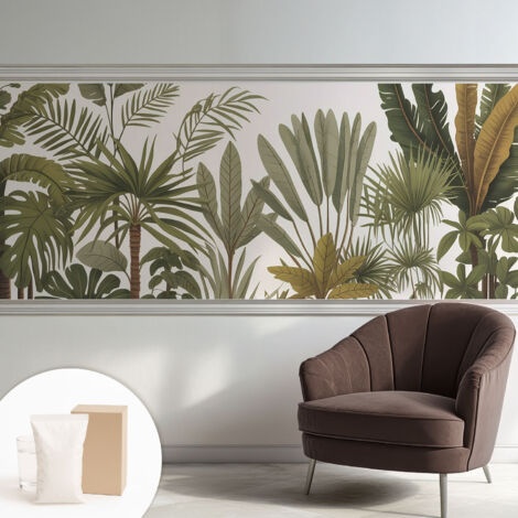 Papier peint décoratif avec colle pour salon, chambre à coucher et bureau – Design moderne et facile à poser Feuilles exotiques 250x104 cm