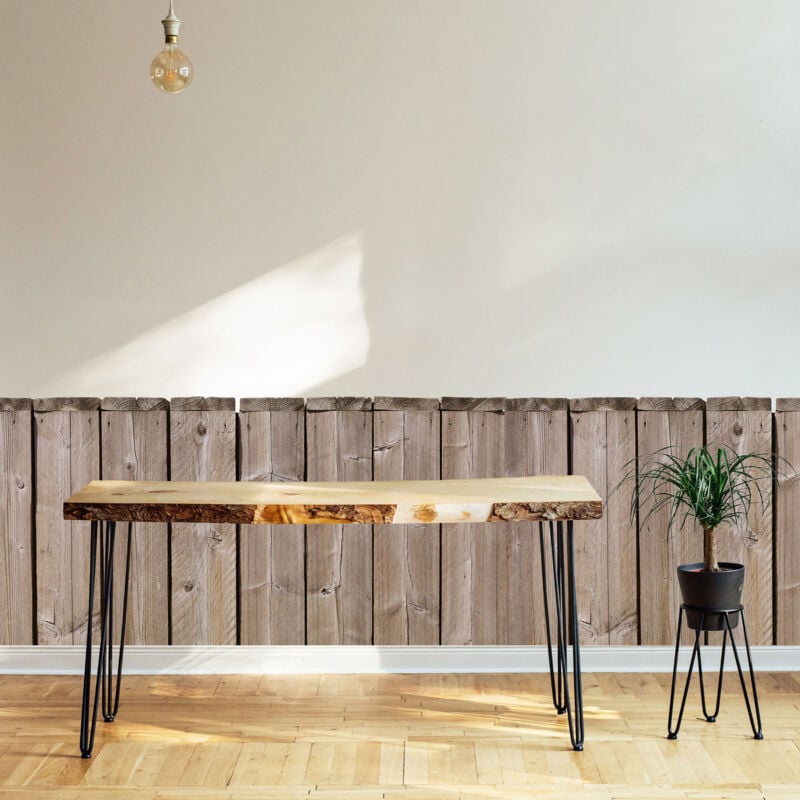 Papier peint découpé préencollé, soubassement, planches de bois, imitation bois marron, raccordable, 83 cm X 195 cm