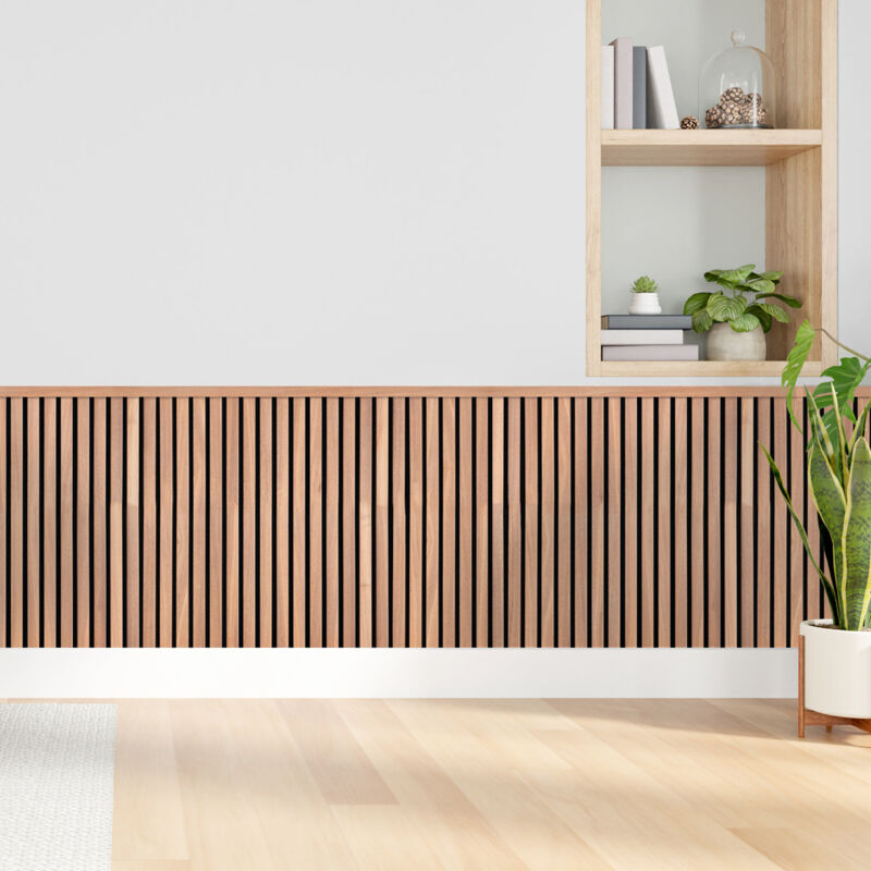 Papier peint découpé préencollé, soubassement, boiserie murale, lattes de bois, raccordable, 83 cm x 195 cm