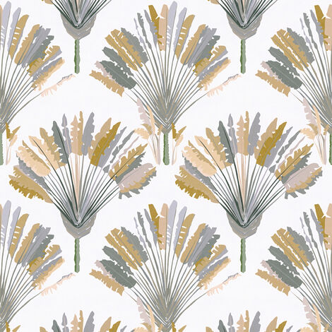 Papier peint design palmier de plumes gris & marron Tapisserie tendance motif plumes Papier peint plumes gris & marron pour cuisine