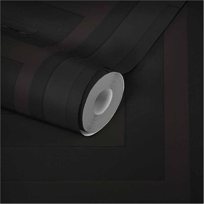 Papier peint noir Tapisserie moderne Papier peint intissé et embossé Facile à appliquer Idéal pour salon