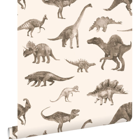 papier peint dinosaures beige  - ESTAhome