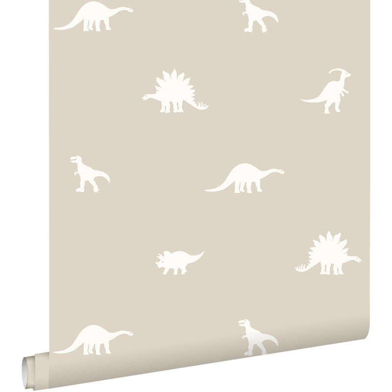 Papier peint dinosaures beige Estahome